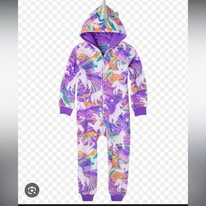The Children’s PJ Place set of 2 Sibling Unicorn Fleece Onesies Hooded Zip Cozy